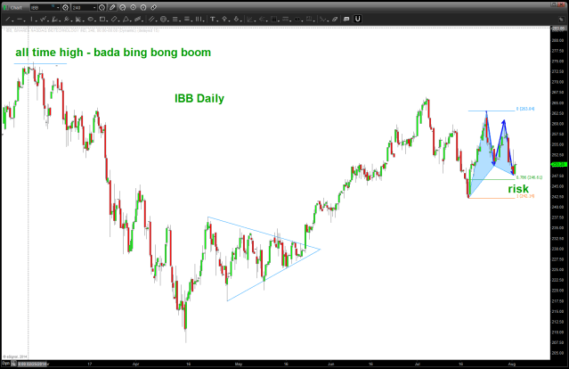 IBB Daily showing 1) all time high and 2) the BUY pattern present