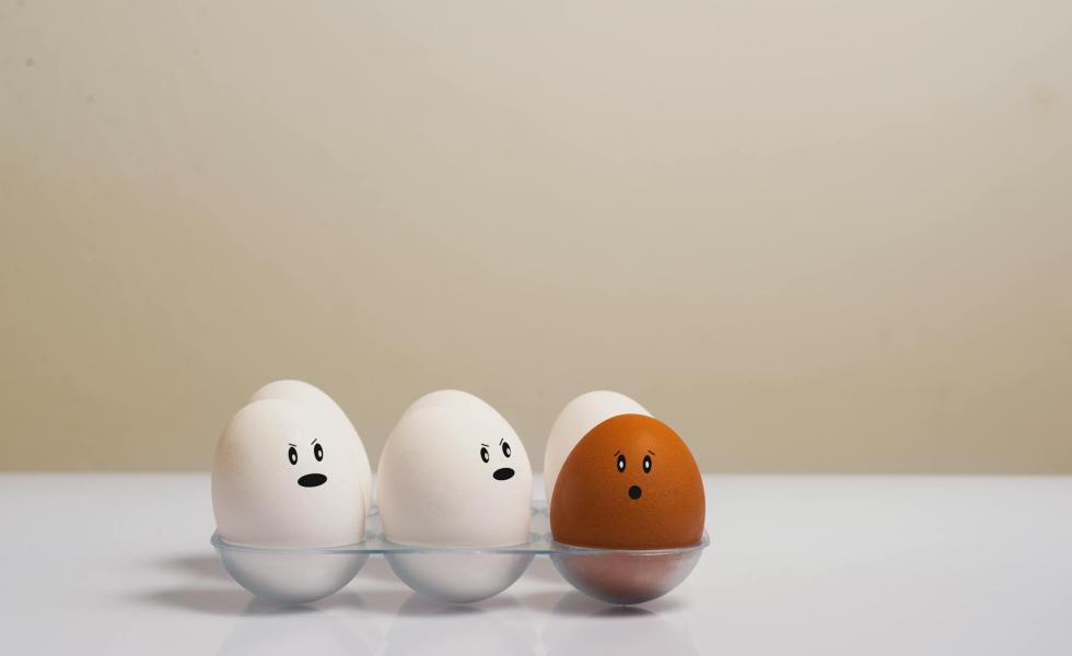 eggs in tray on white surface