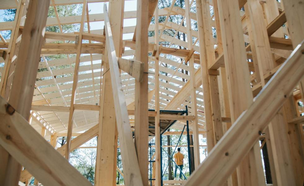 wooden construction of a house
