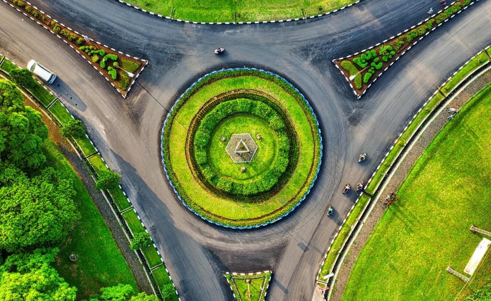 aerial view of roundabout