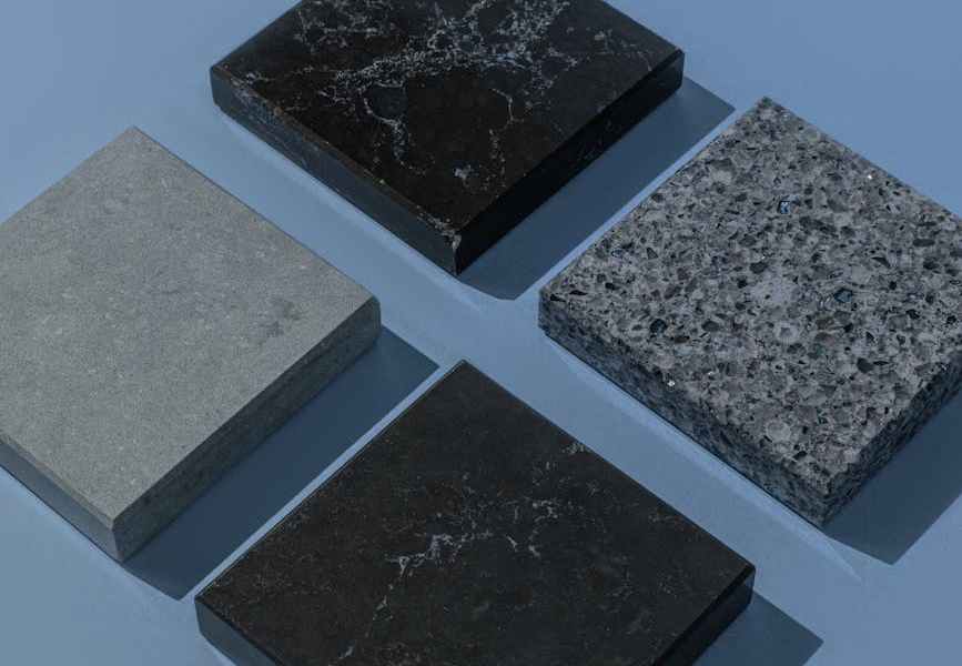 square tiles on blue surface