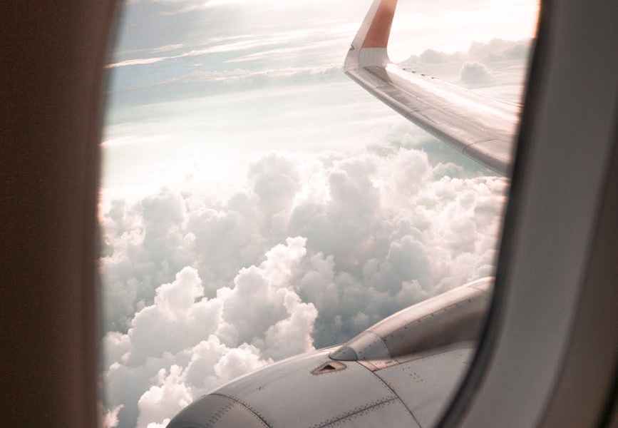 selective focus photo of airplane window
